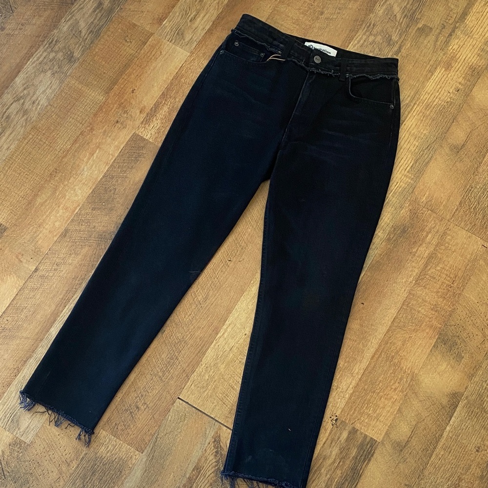 Reformation Black Ankle-Cropped High-Rise Jeans